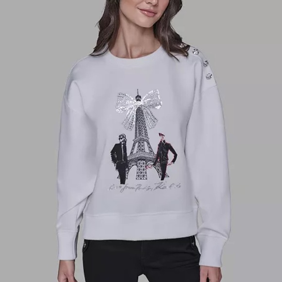 Karl Lagerfeld Sweaters - KARL LAGERFELD PARIS
Women's Eiffel Tower Print Sweater